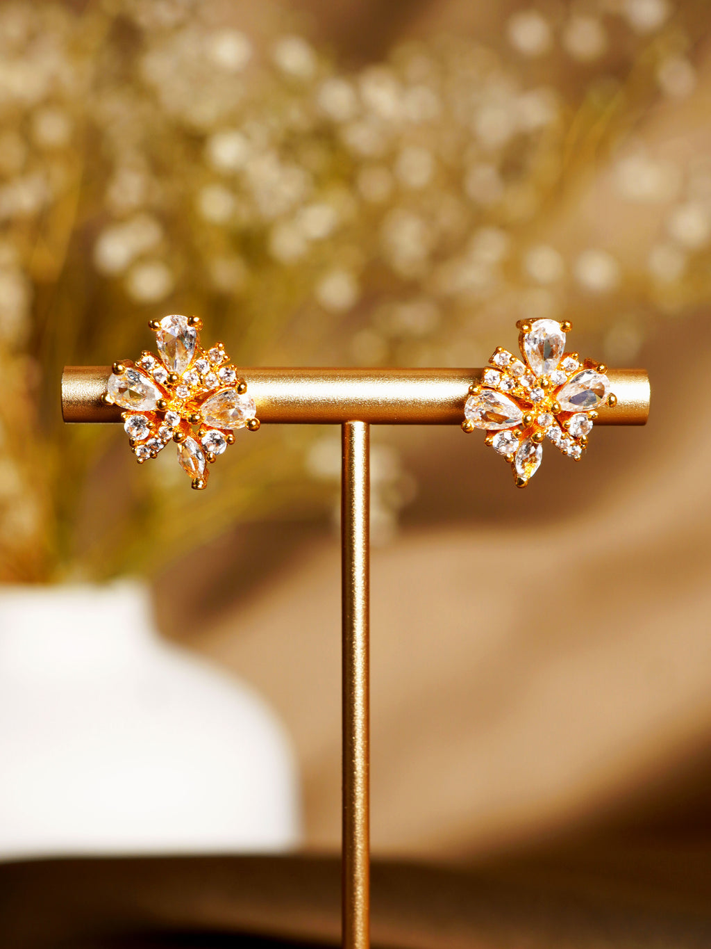 Crystal Petal Bloom Stud Earrings