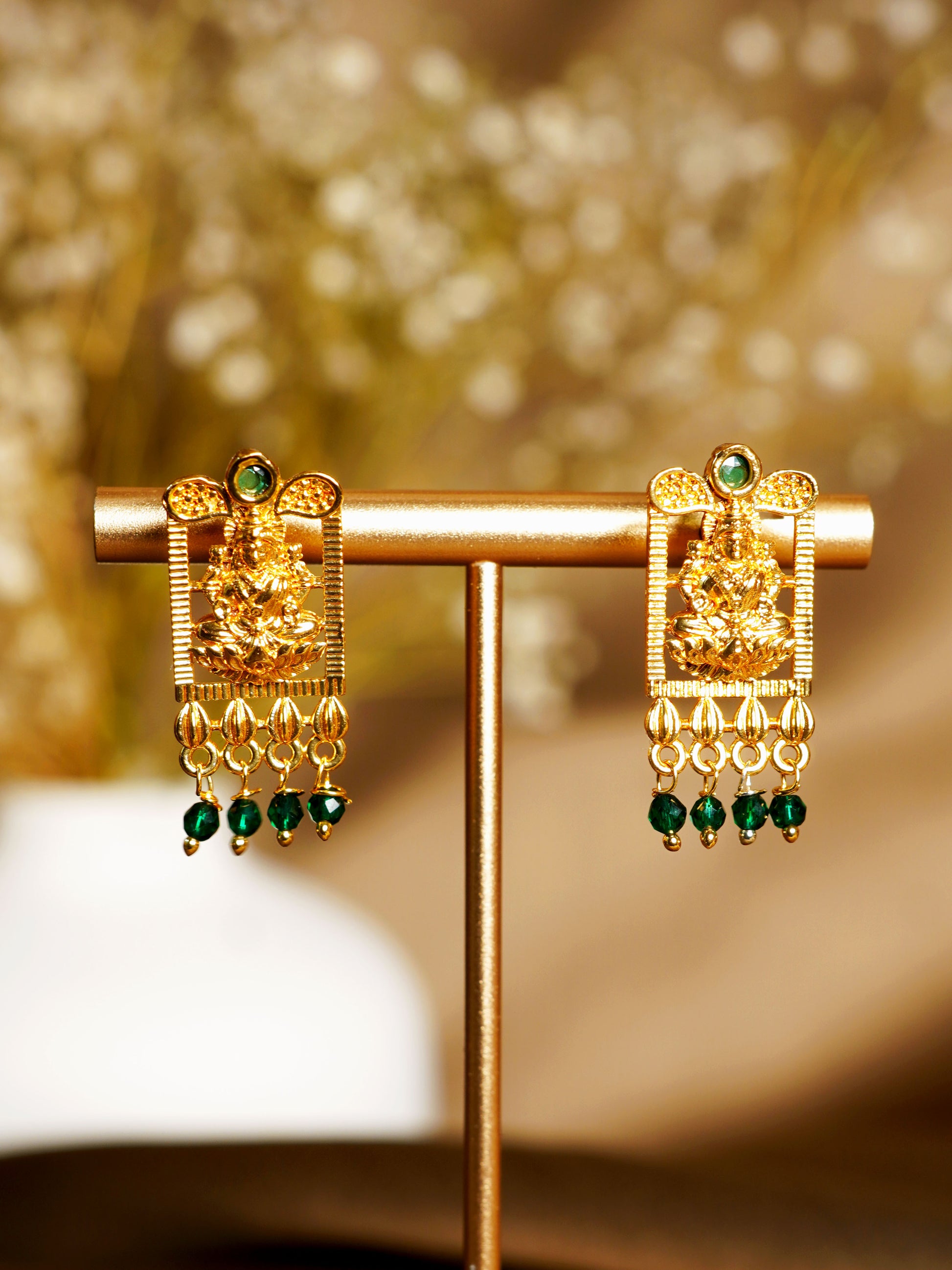 Lakshmi Green Drop Earrings
