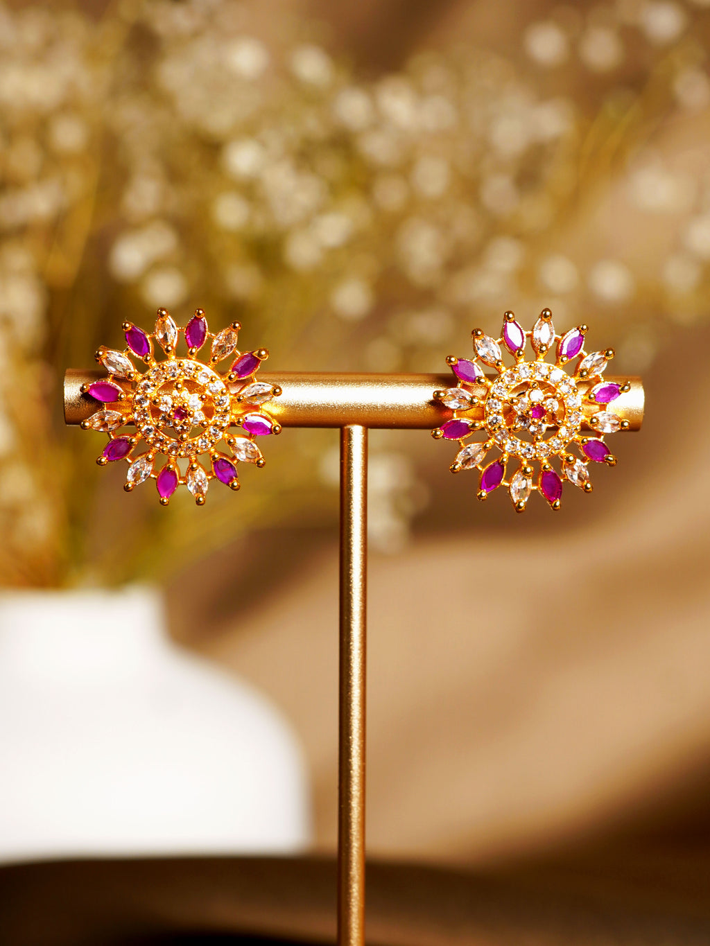 Rani Crystal Sunburst Stud Earrings