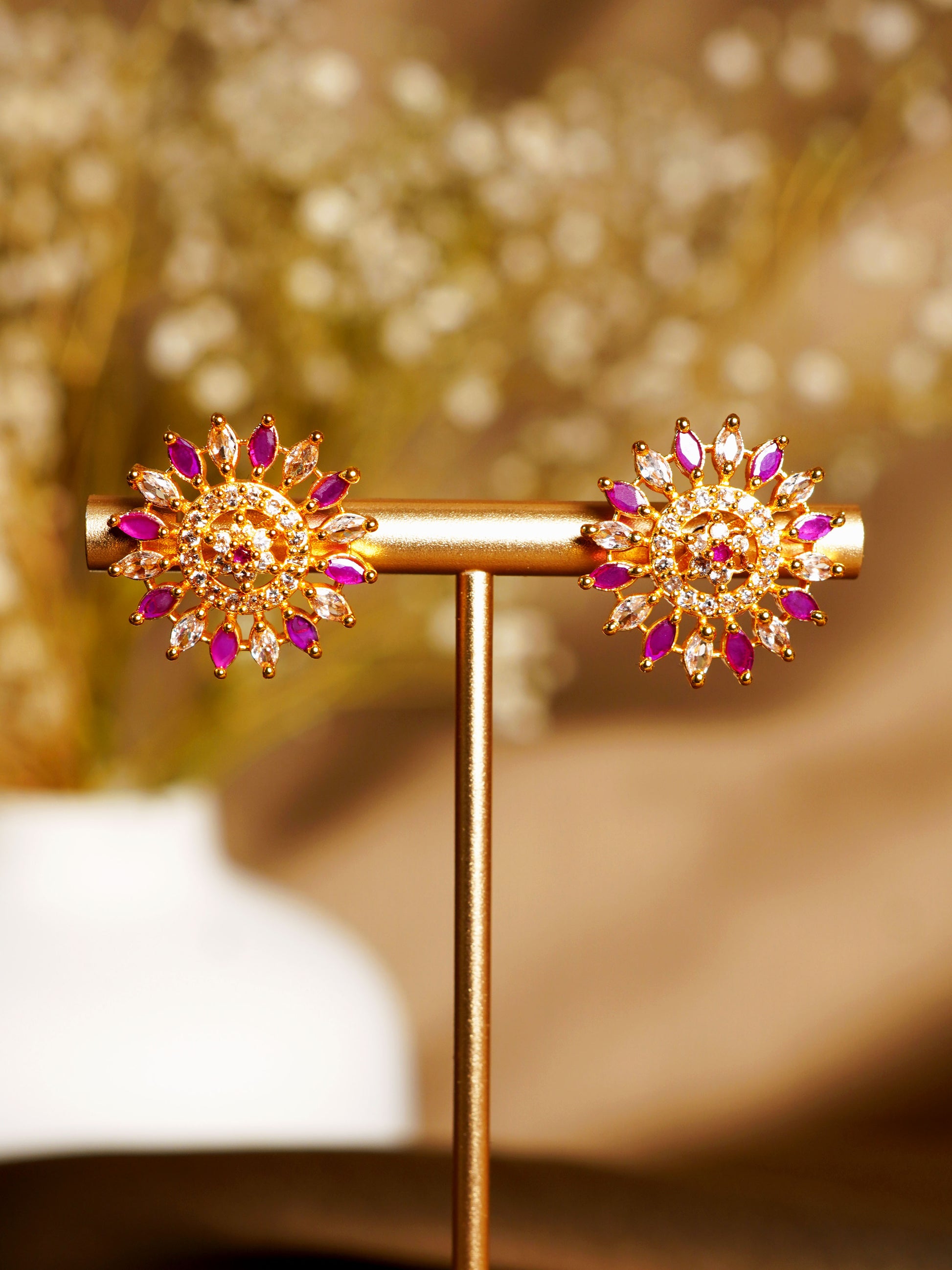 Rani Crystal Sunburst Stud Earrings