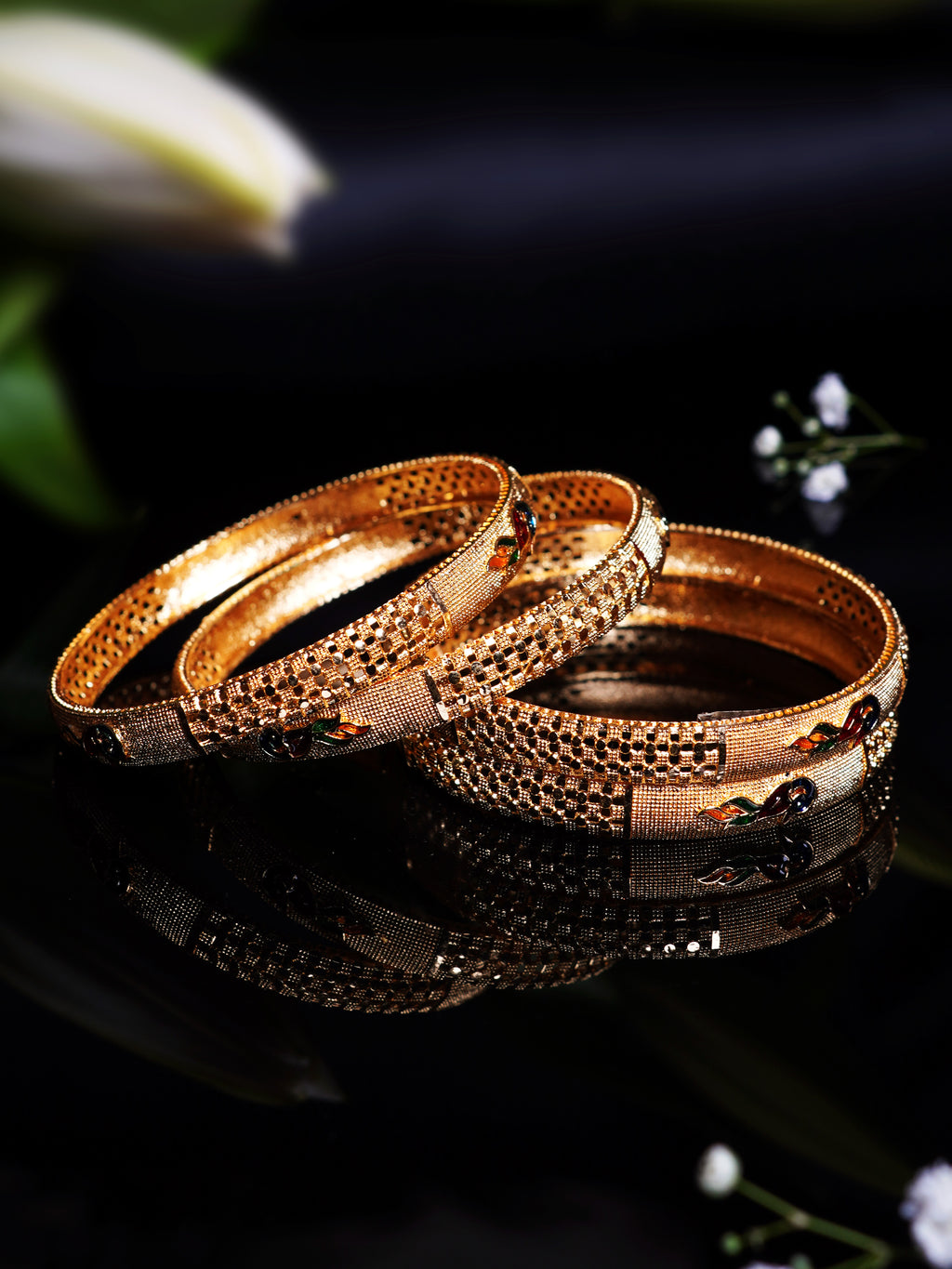 Meenakari Peacock Design Bangle Set