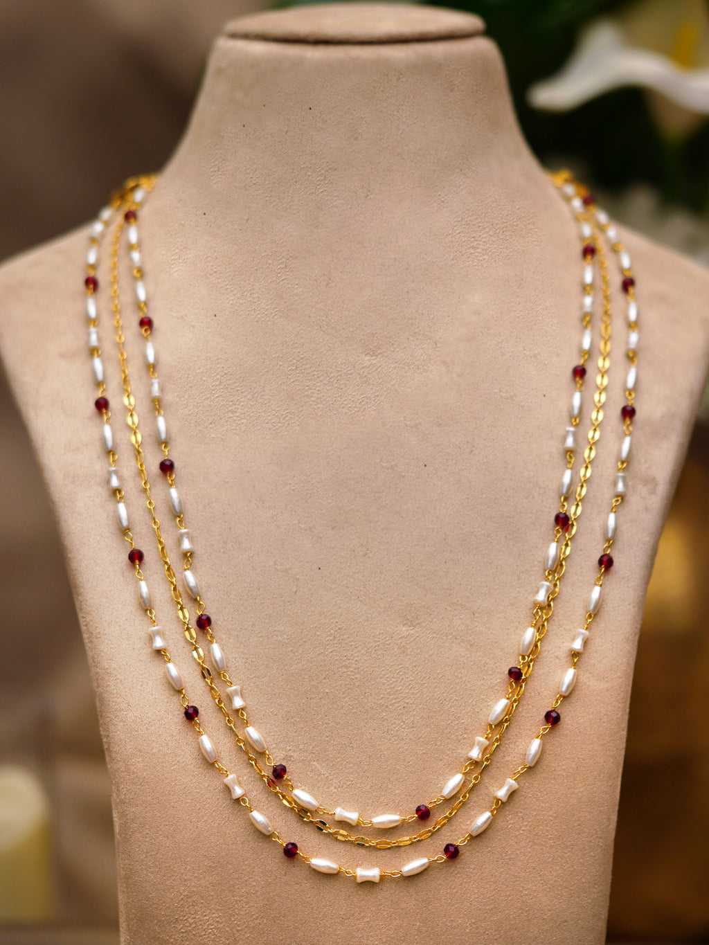 Crimson Ivory Layered Necklace