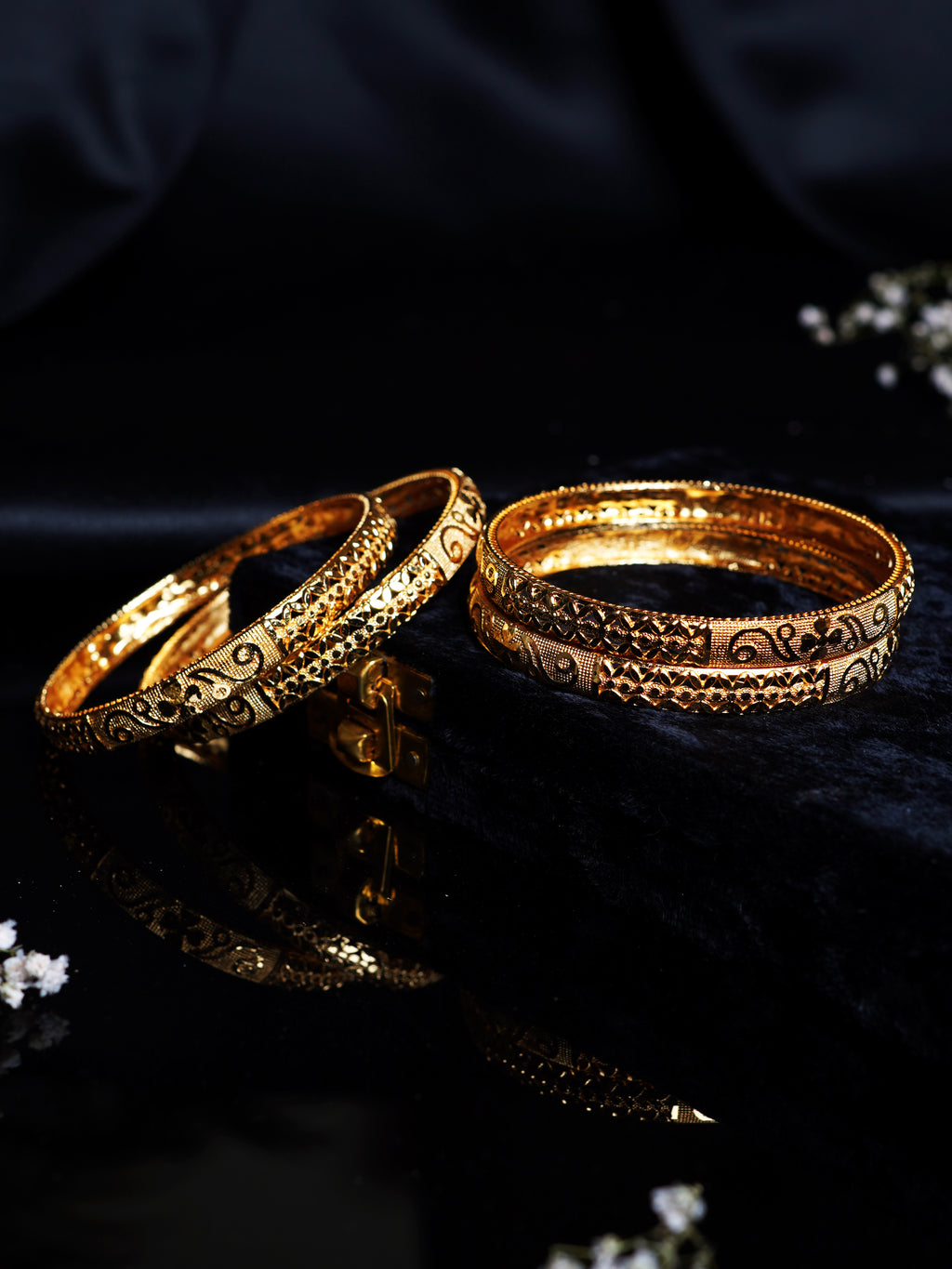 Black Meenakari Floral Bangle Set
