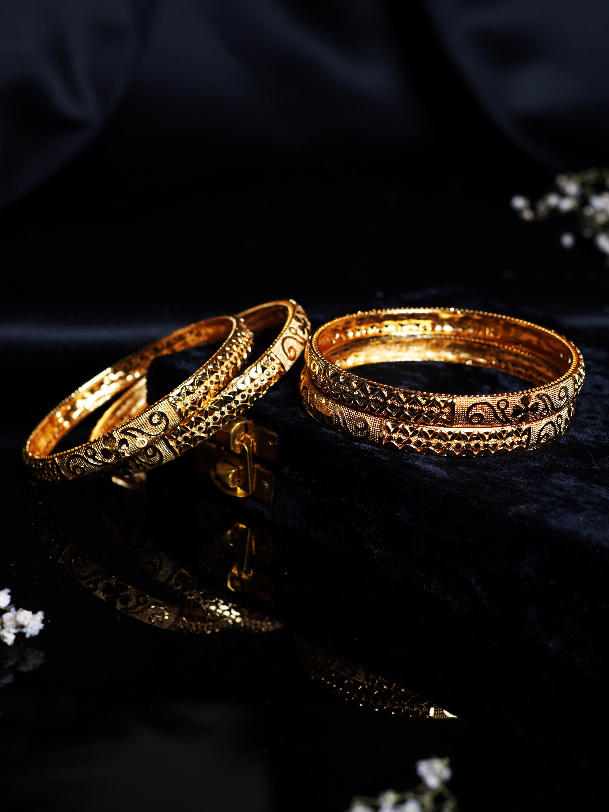 Black Meenakari Floral Bangle Set
