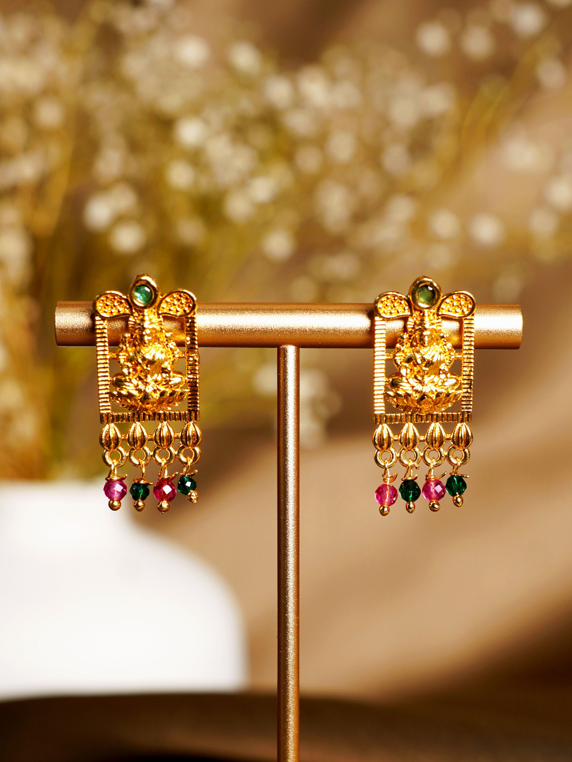 Lakshmi Dual-Tone Drop Earrings