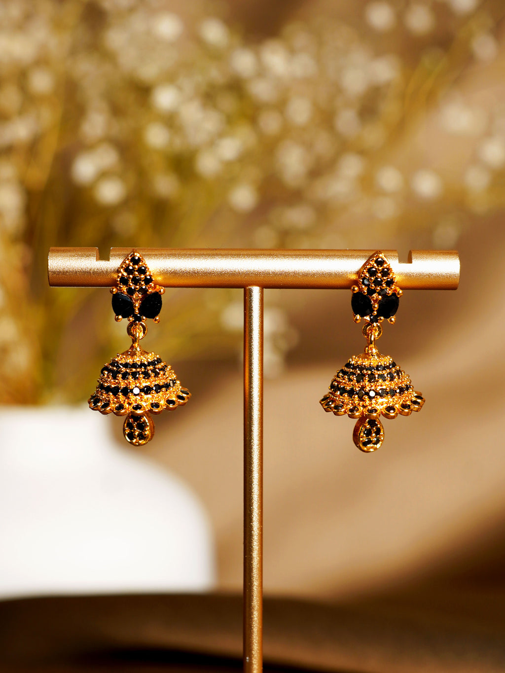 Midnight Black Jhumka Earrings