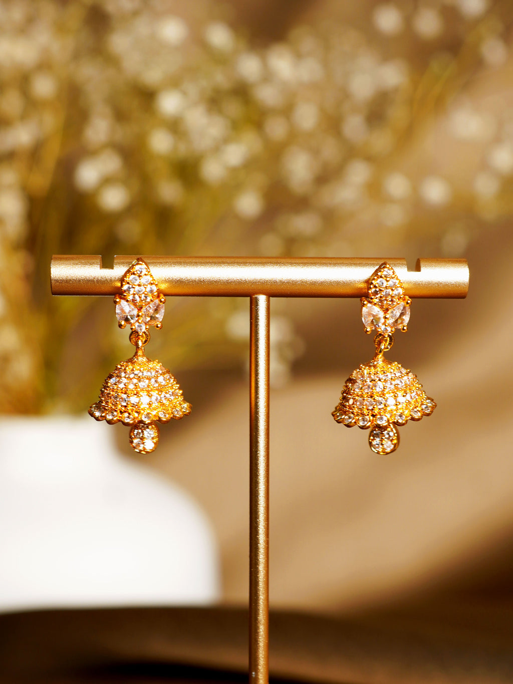 Crystal Radiance Jhumka Earrings