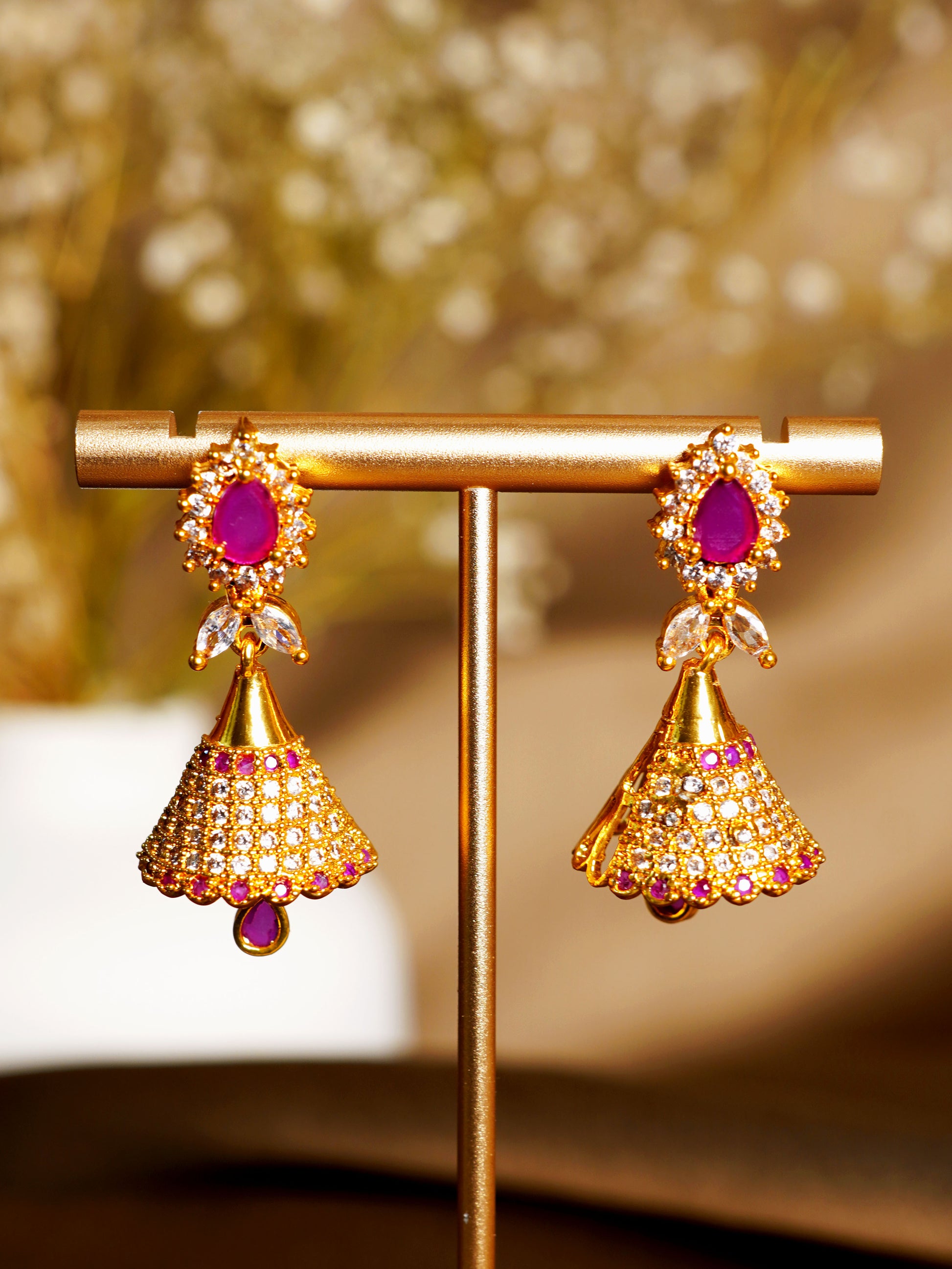 Rani Crystal Bell Jhumka Earrings