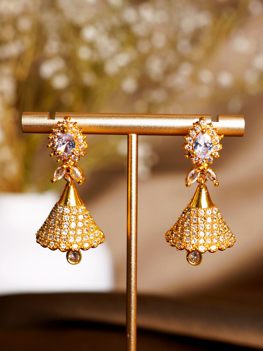 Crystal Teardrop Jhumka Earrings