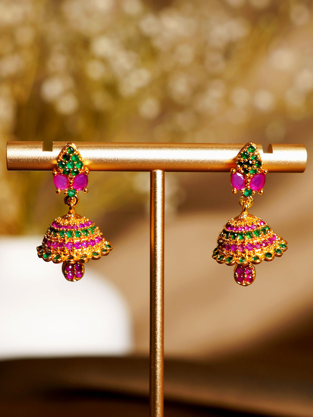 Rani Green Jhumka Earrings