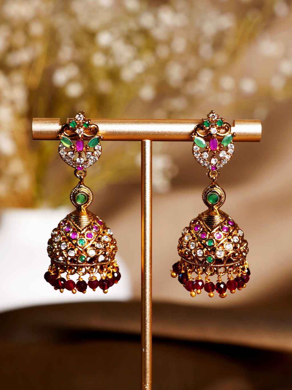 Rani Green Rajsi Jhumka Earrings