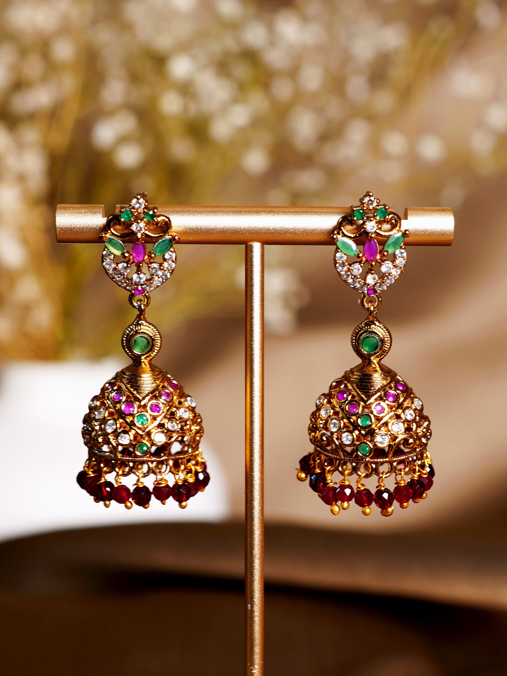 Rani Green Rajsi Jhumka Earrings