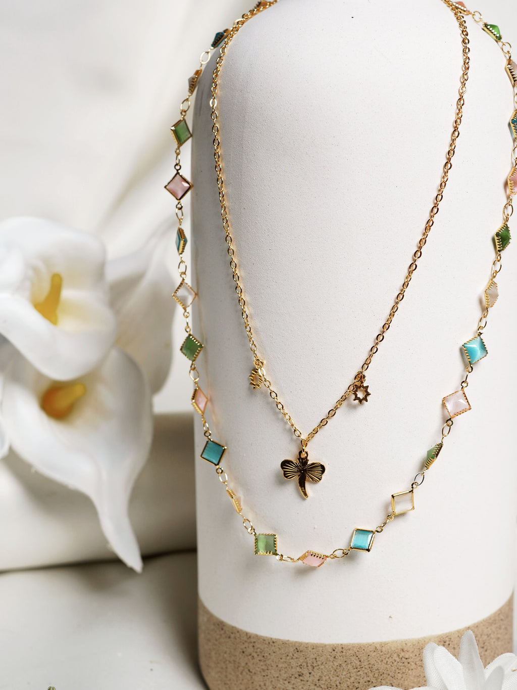 Pastel Dream Dragonfly Layered Necklace
