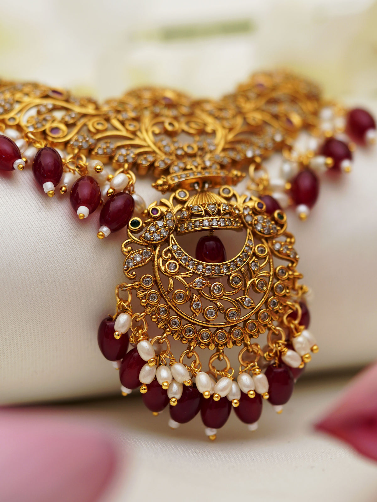 Kemp Floral Chandbali Bridal Necklace Set