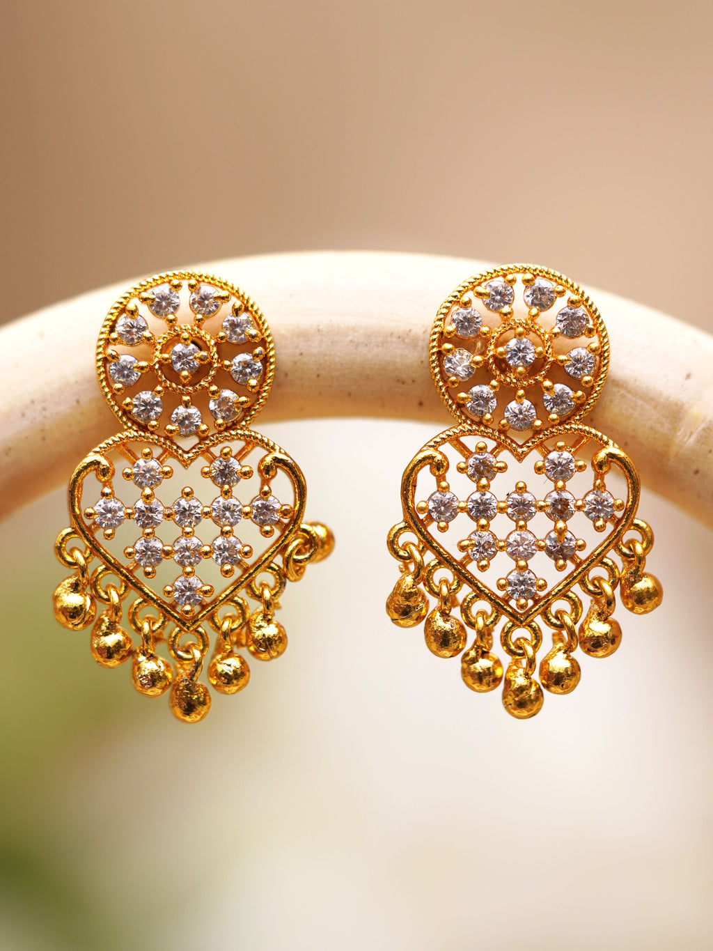 Crystal Heart Ghungroo Earrings