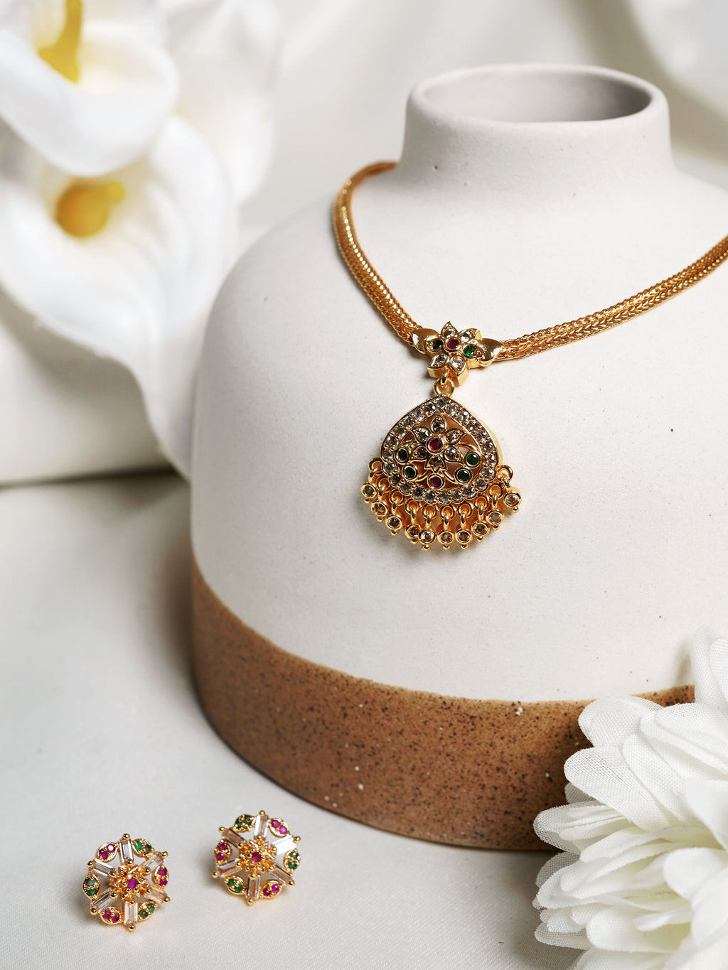 Royal Peacock Kundan Chandbali Necklace Set