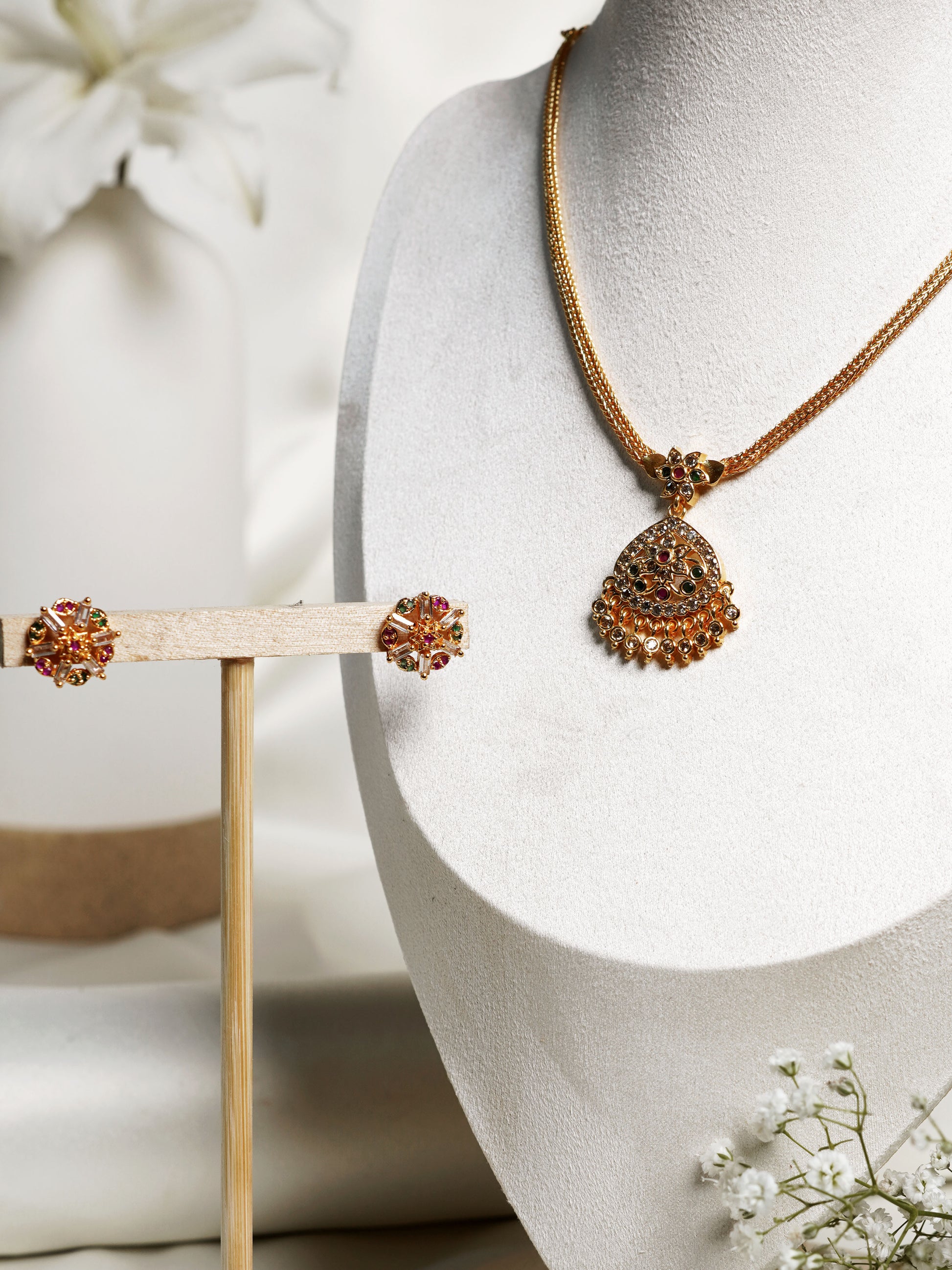 Royal Peacock Kundan Chandbali Necklace Set