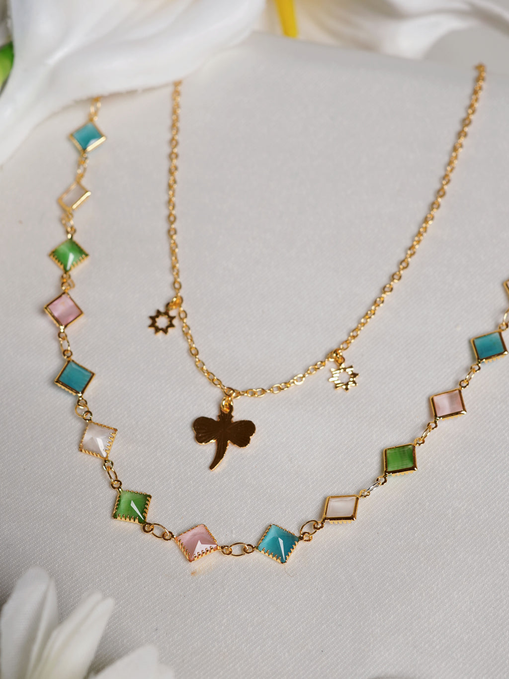 Pastel Dream Dragonfly Layered Necklace