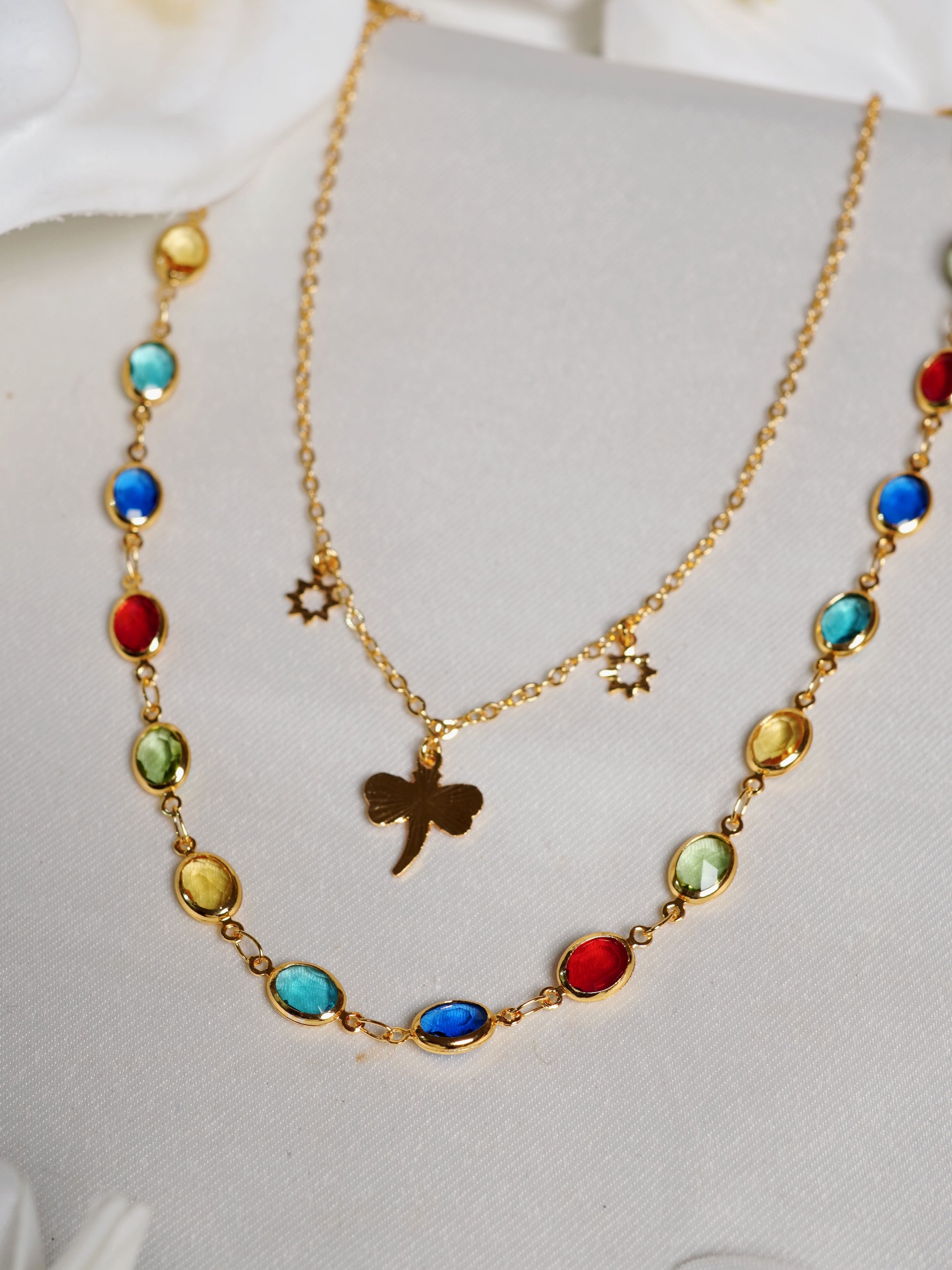 Rainbow Charm Dragonfly Layered Necklace