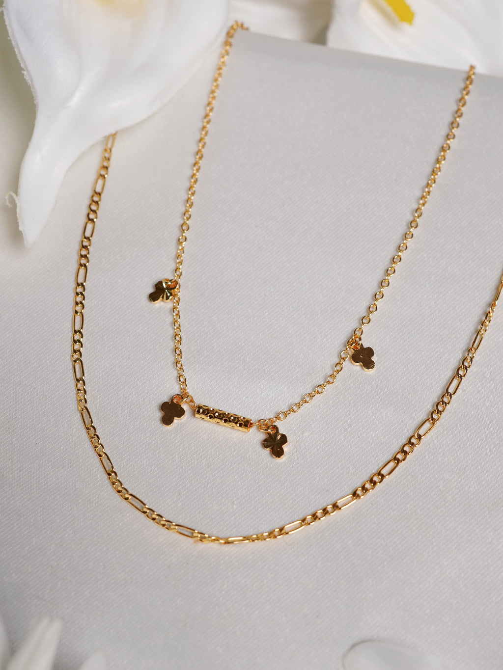 Golden Clover Layered Charm Necklace