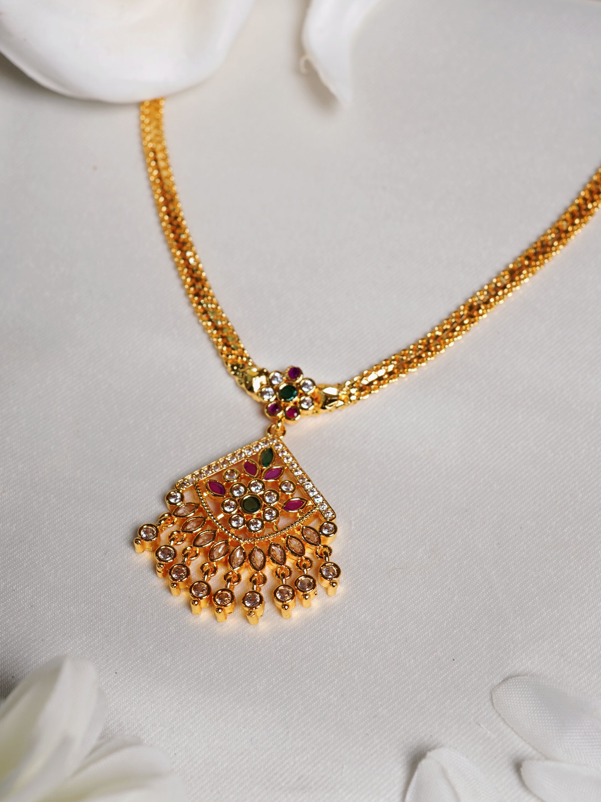 Royal Petal Kundan Drop Necklace Set