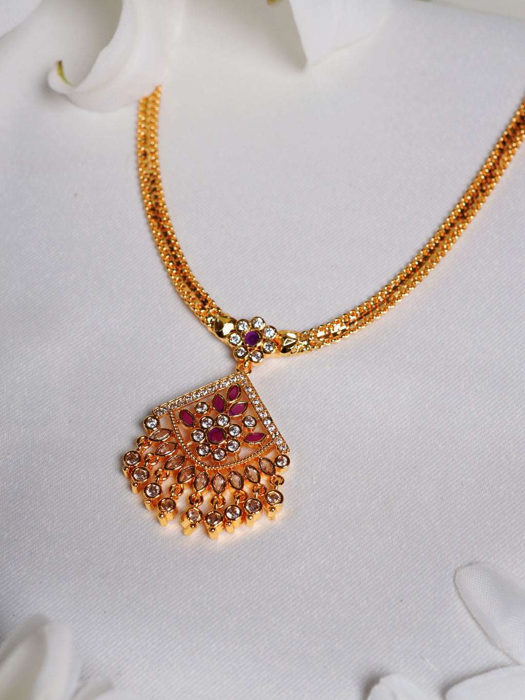 Blush Lotus Kundan Necklace Set