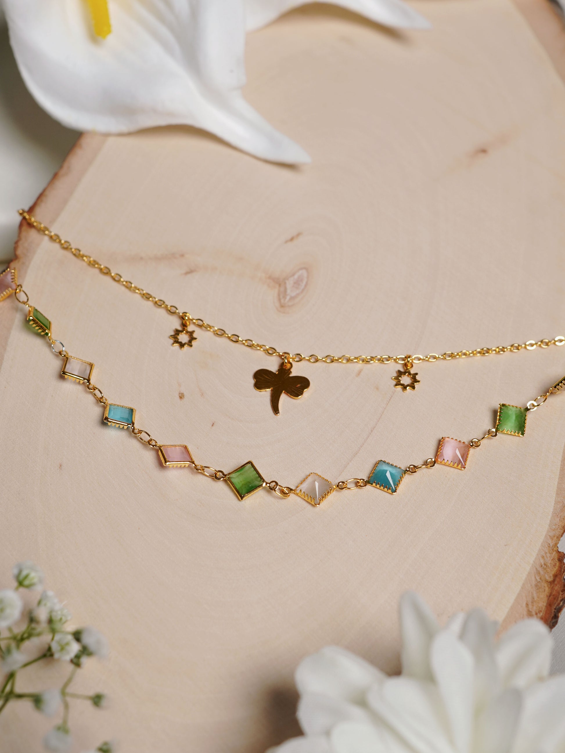 Pastel Dream Dragonfly Layered Necklace