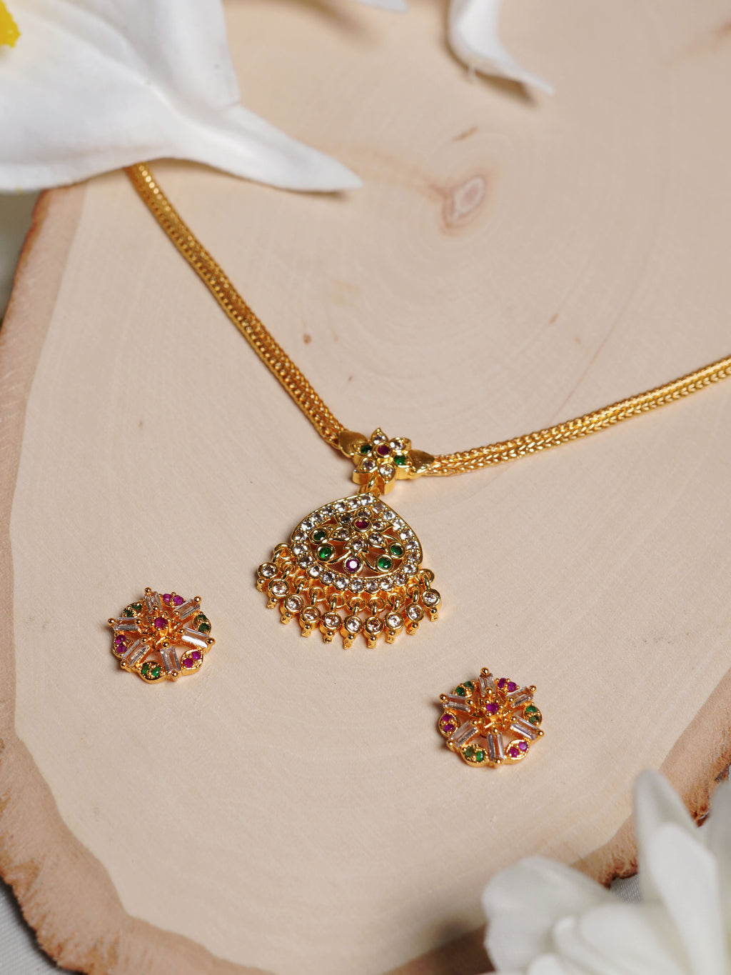 Royal Peacock Kundan Chandbali Necklace Set