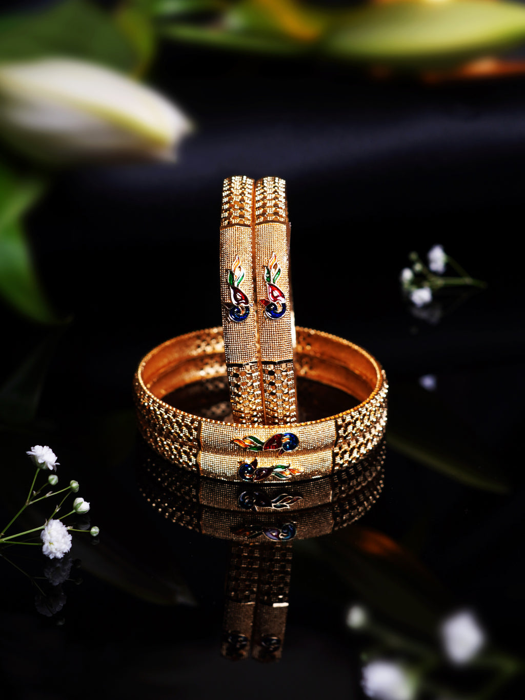 Meenakari Peacock Design Bangle Set