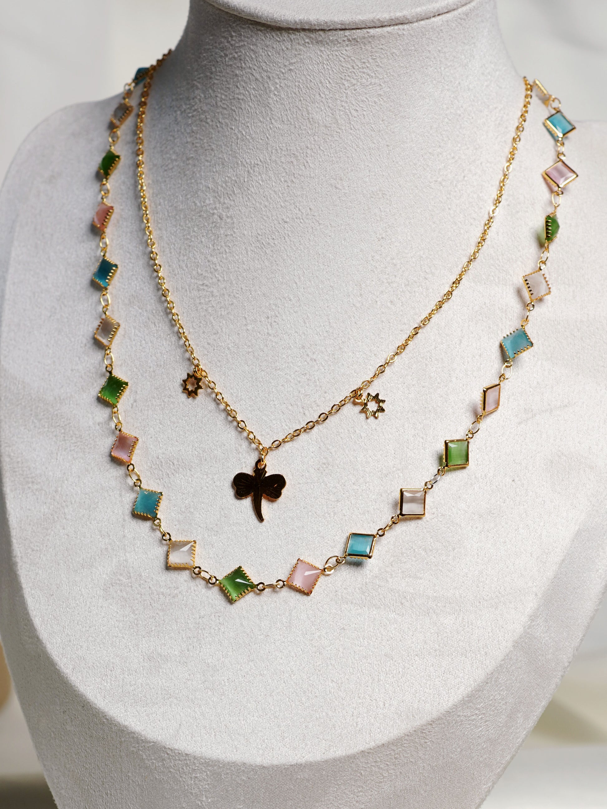 Pastel Dream Dragonfly Layered Necklace