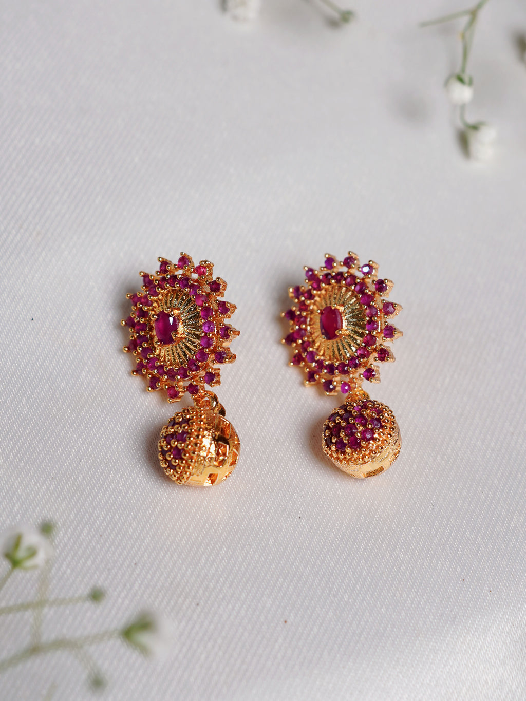 Crimson Bloom Crystal Pendant Necklace Set