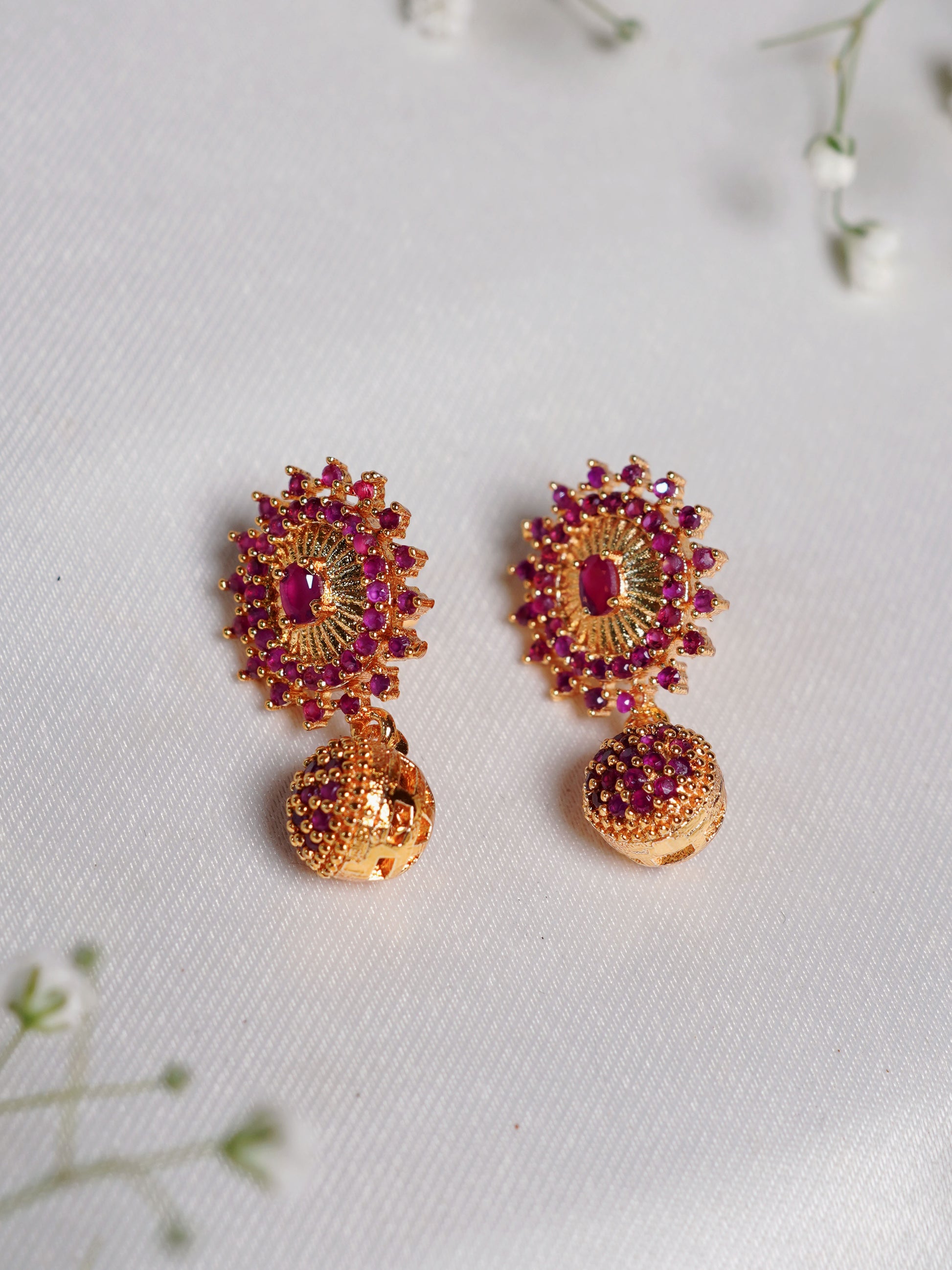 Crimson Bloom Crystal Pendant Necklace Set