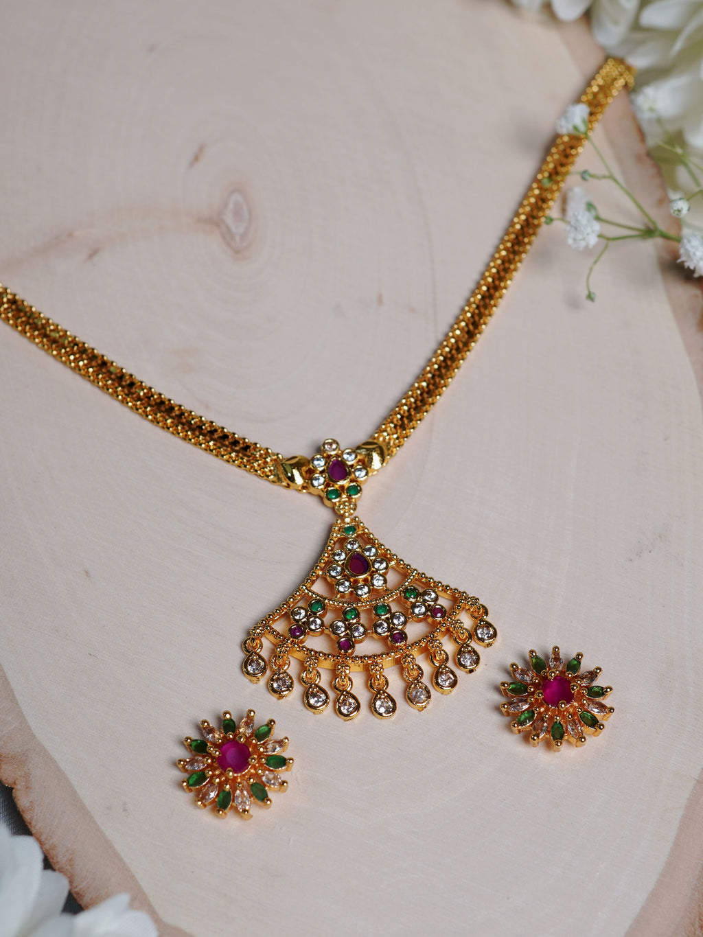 Rangoli Arc Kundan Drop Necklace Set
