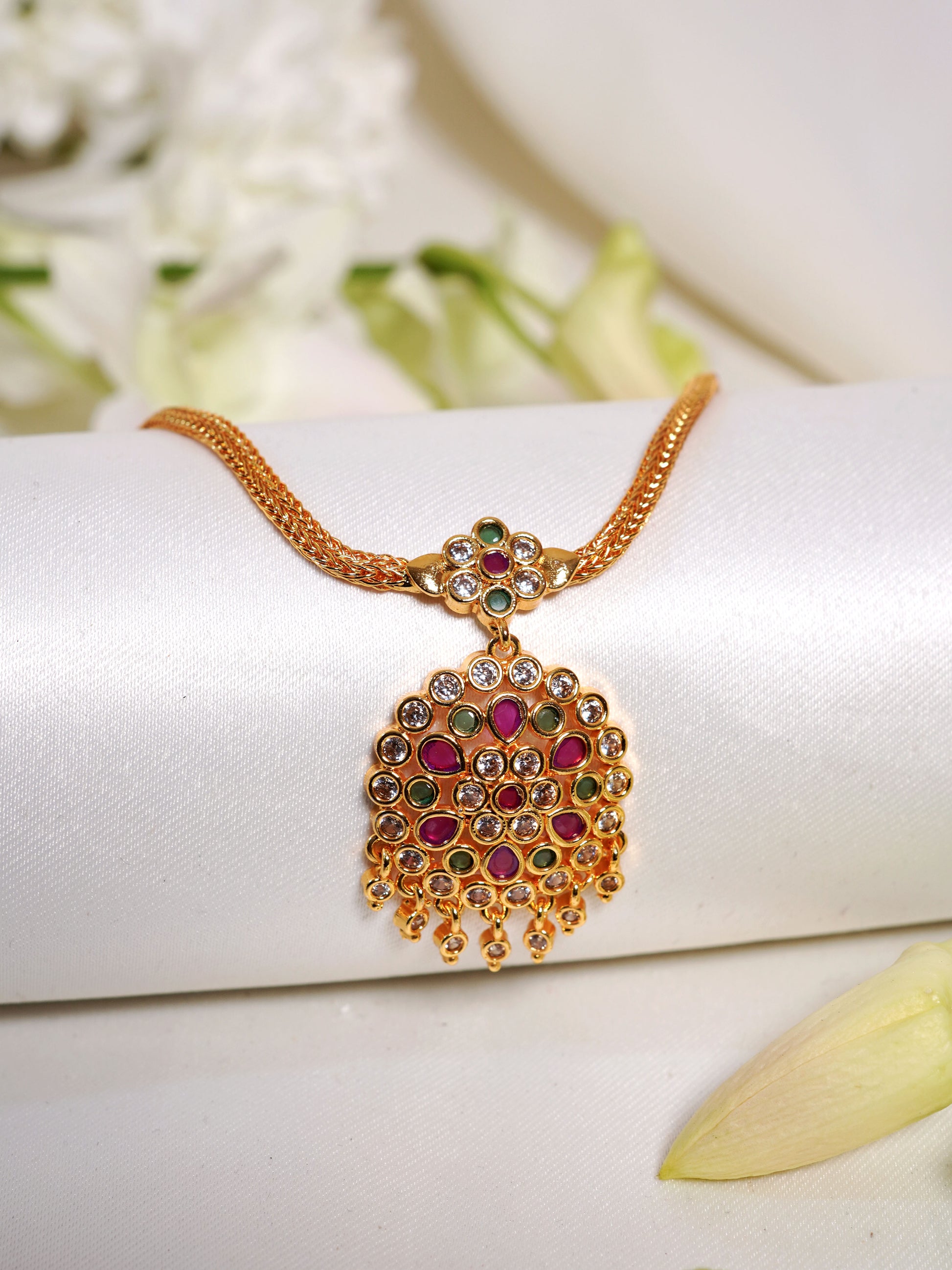 Multicolor Mosaic Kundan Jhumka Necklace Set