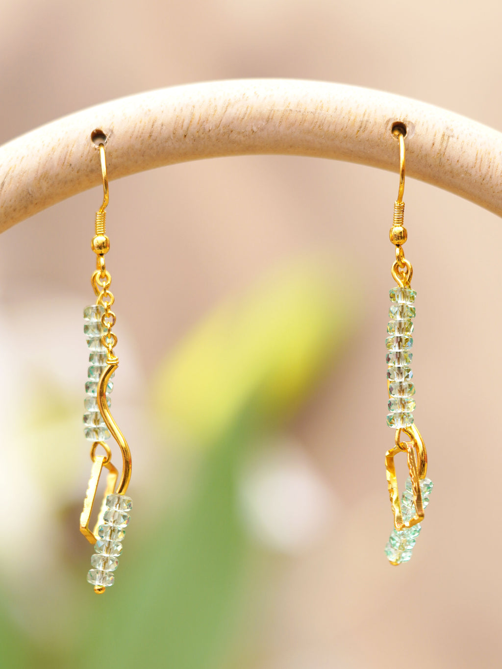 Seafoam Bead Abstract Drop Earrings