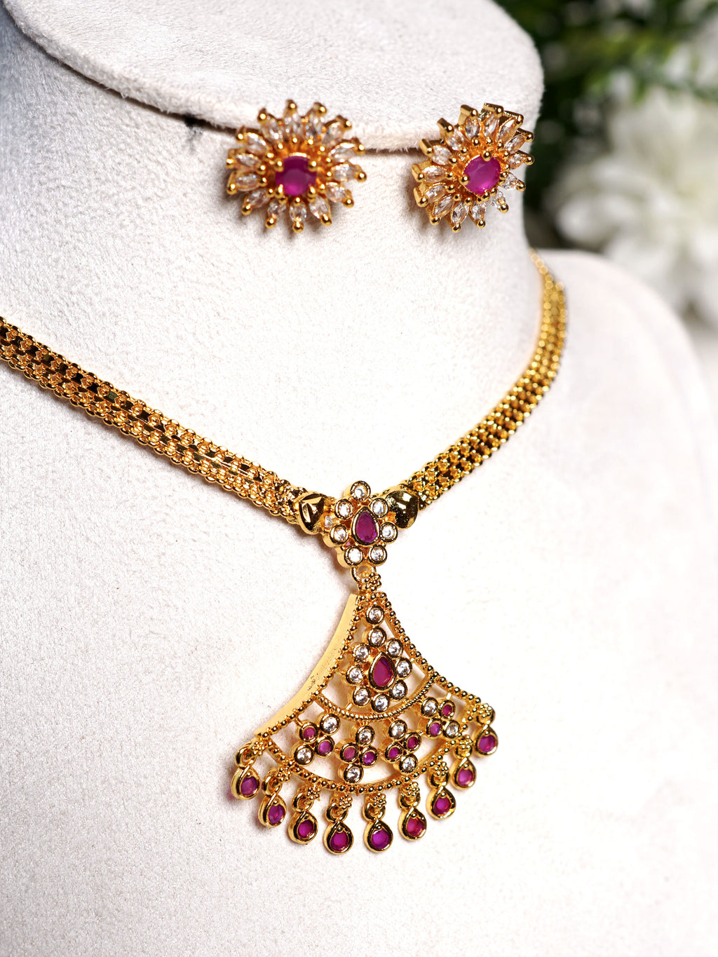 Pastel Cascade Crystal Necklace Set