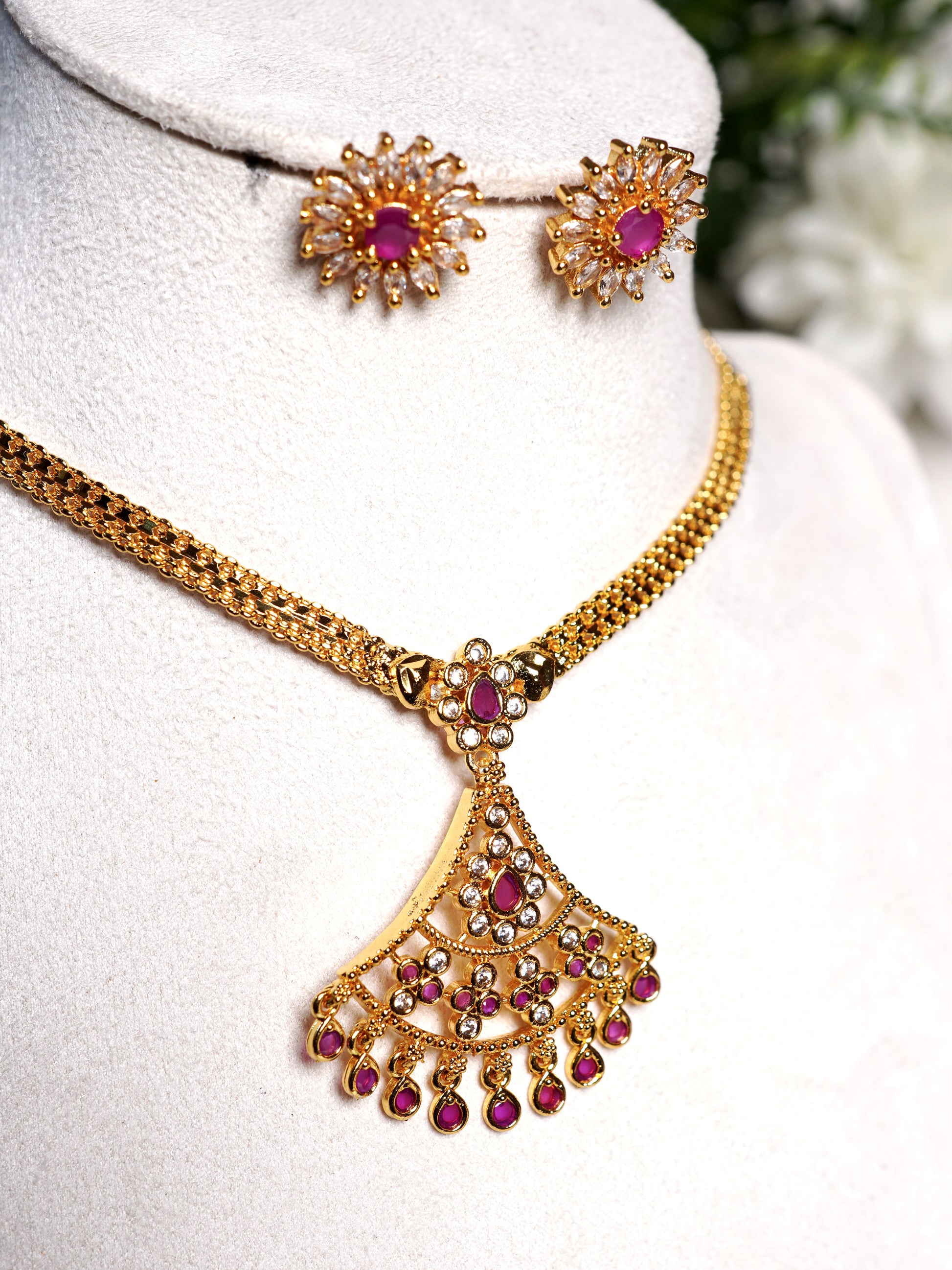 Pastel Cascade Crystal Necklace Set