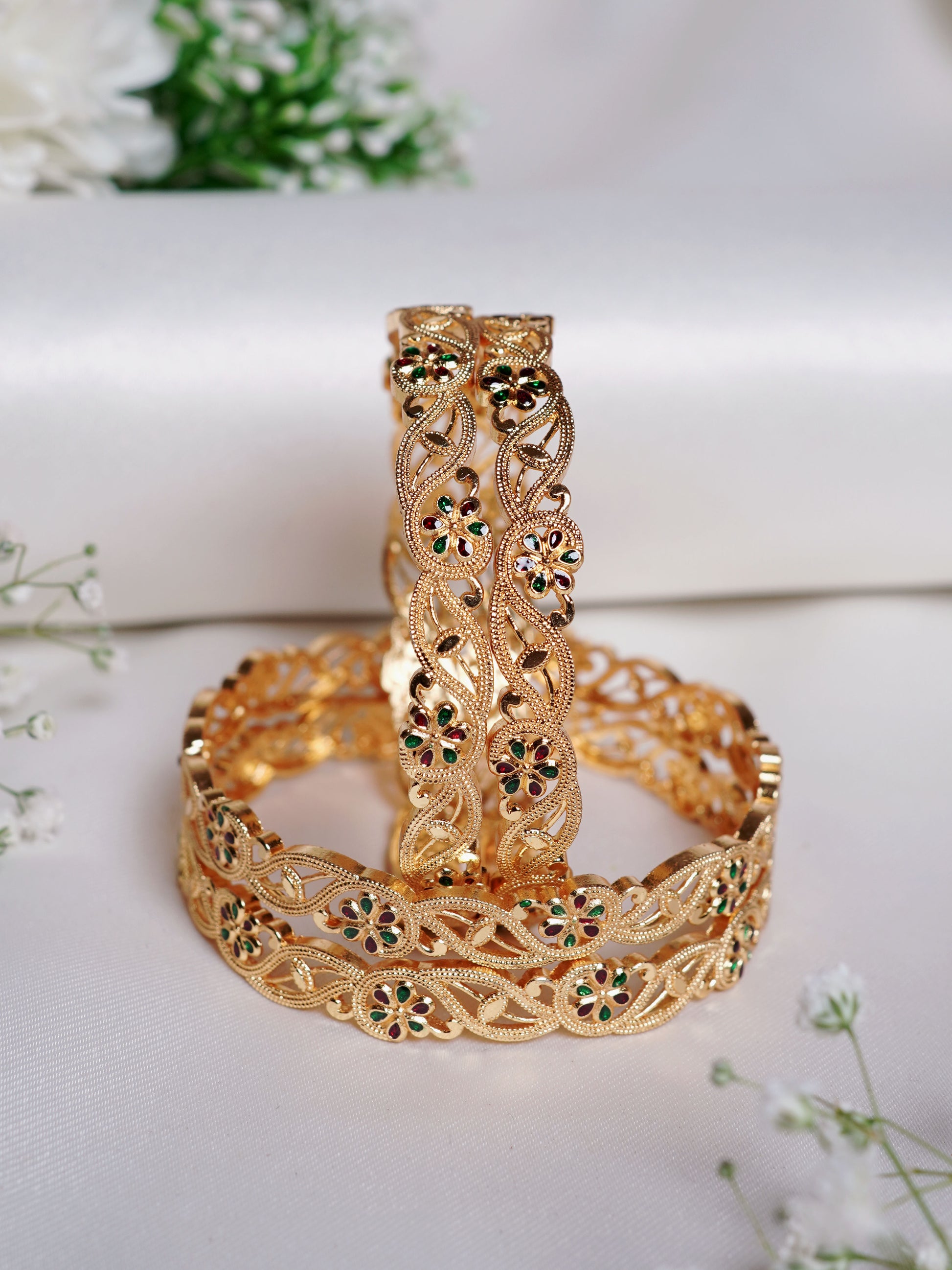 Multicolor Meenakari Floral Jali Bangle Set