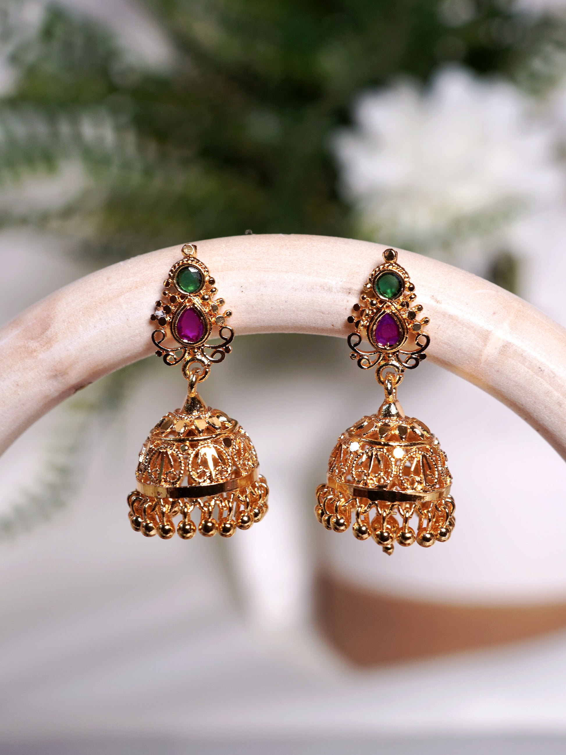 Multicolor Mosaic Kundan Jhumka Necklace Set