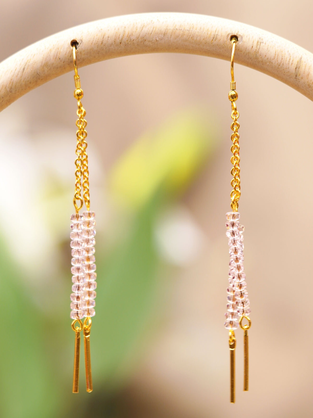 Blush Faceted Twin Strand Earrings