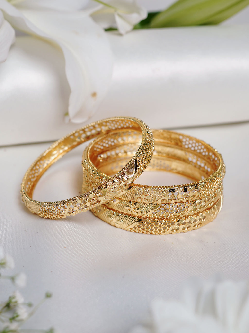 Floral Jali Gold Bangle Set
