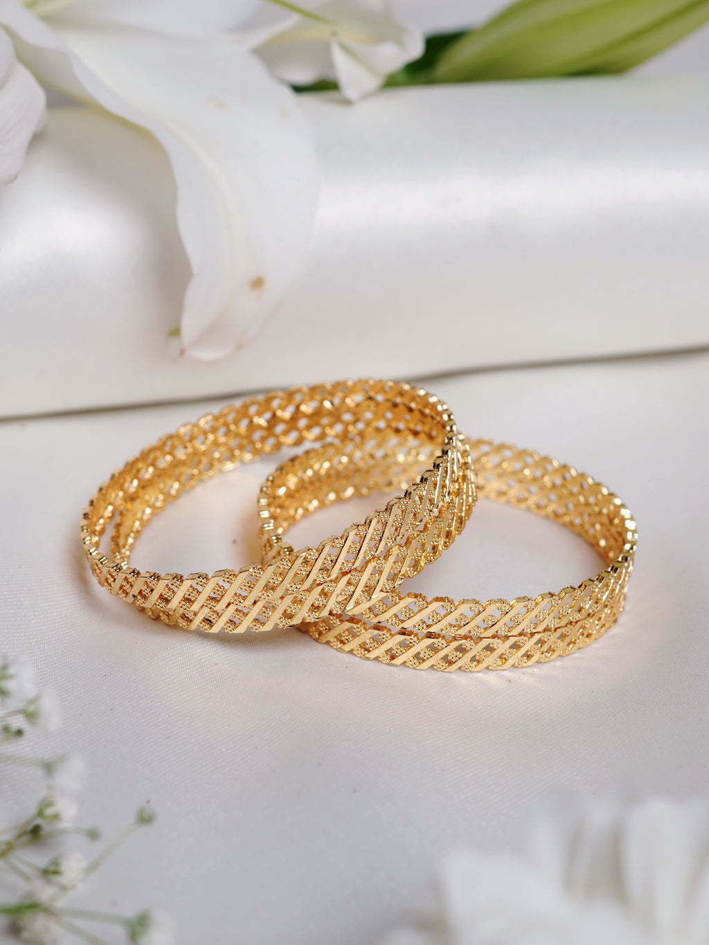 Twisted Jali Gold Bangle Set