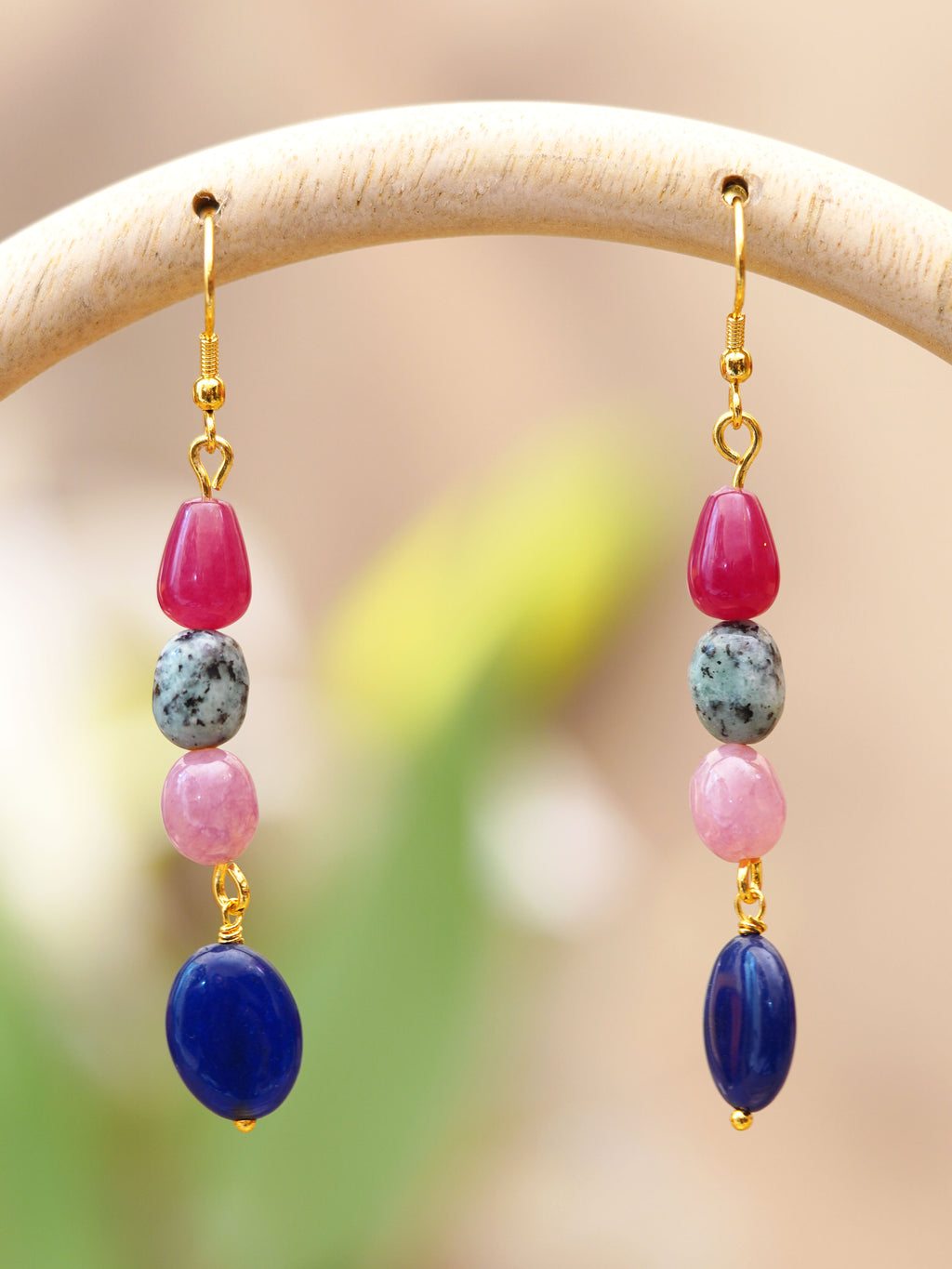 Fuchsia Indigo Colourblock Drop Earrings