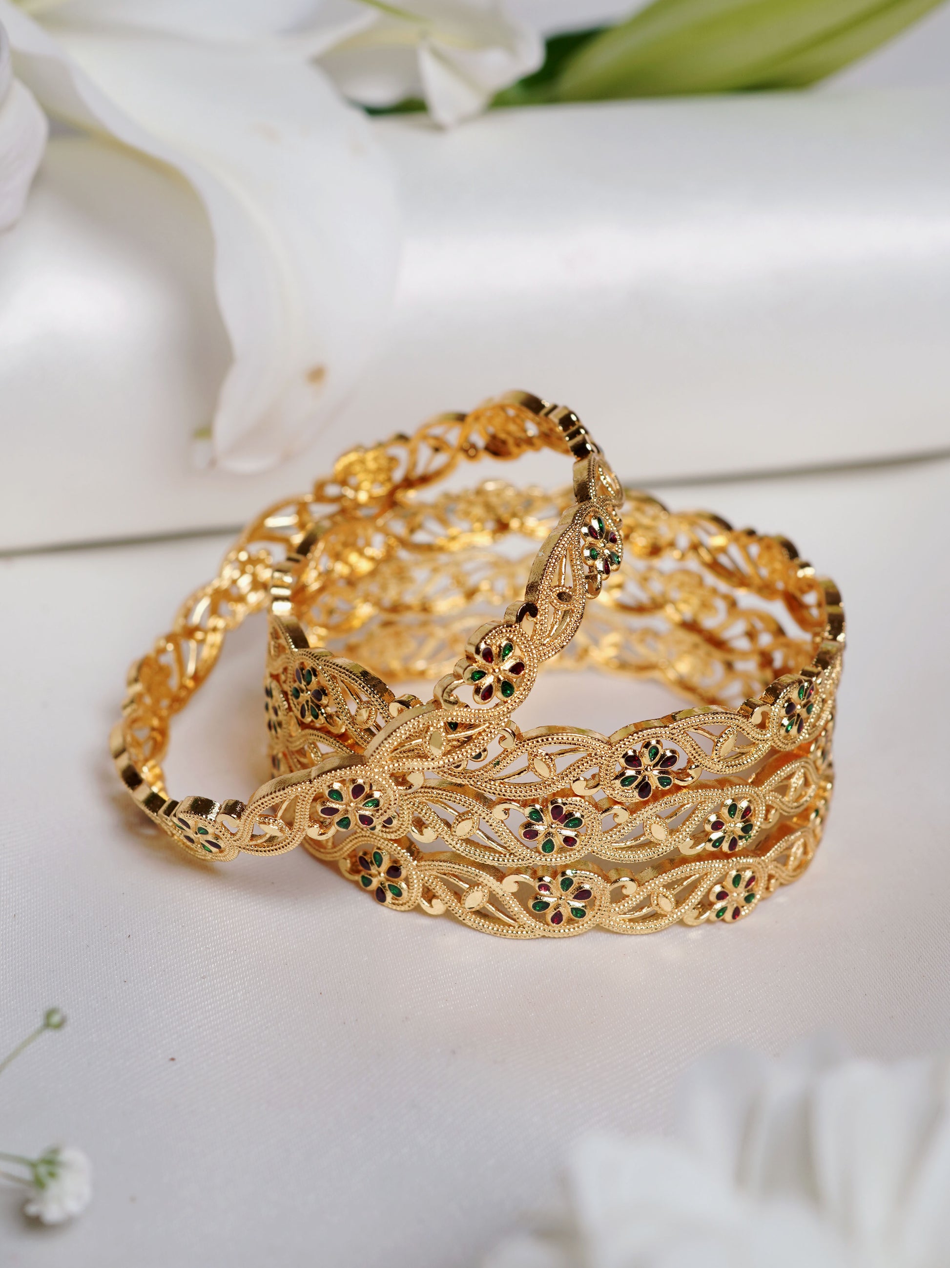 Multicolor Meenakari Floral Jali Bangle Set