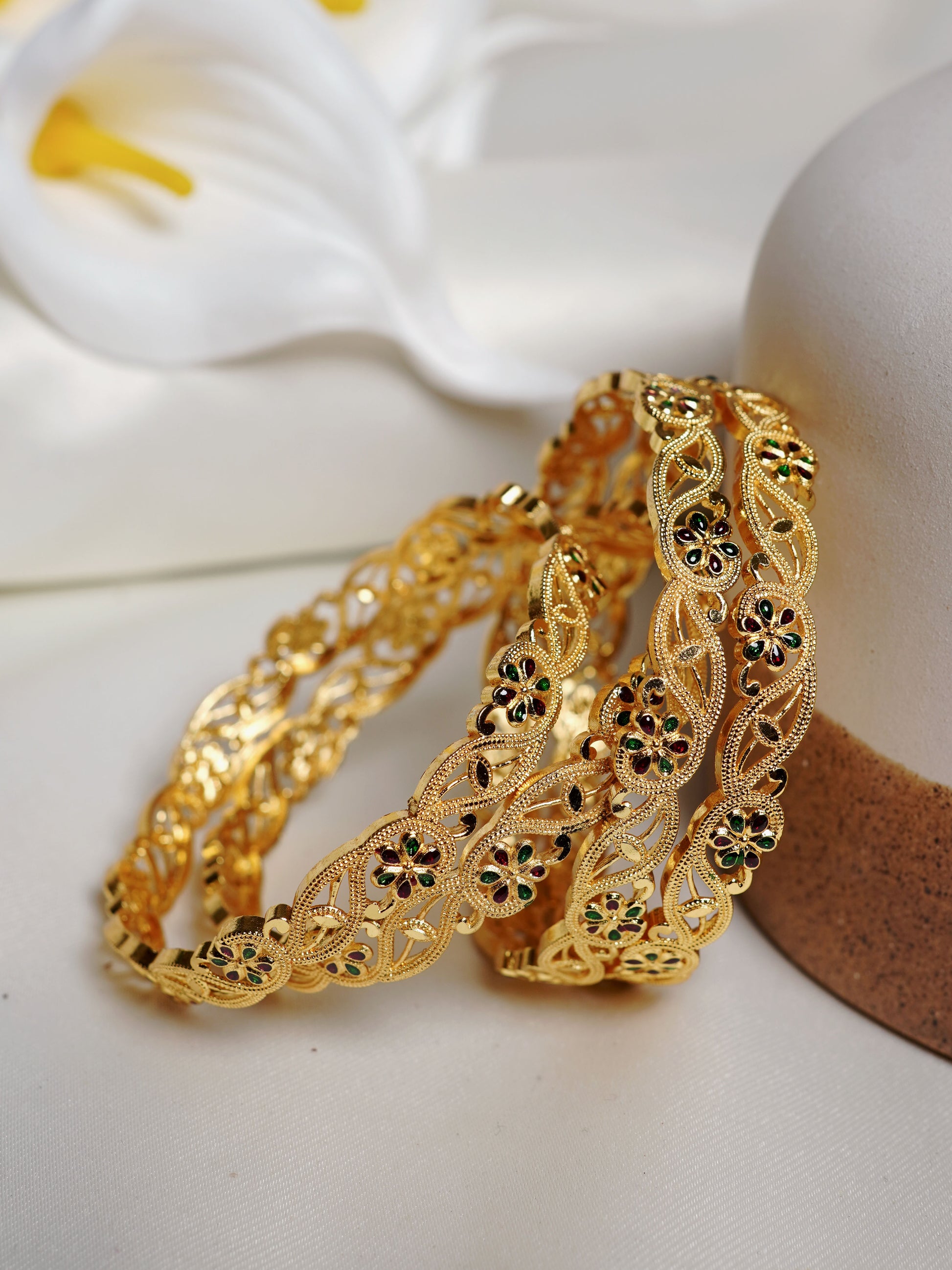 Multicolor Meenakari Floral Jali Bangle Set