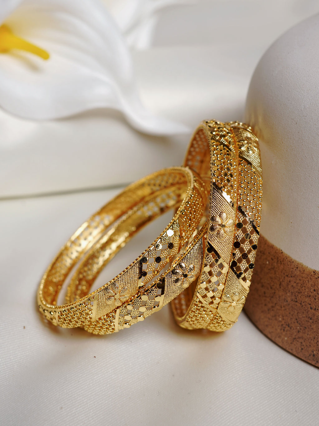 Floral Jali Gold Bangle Set