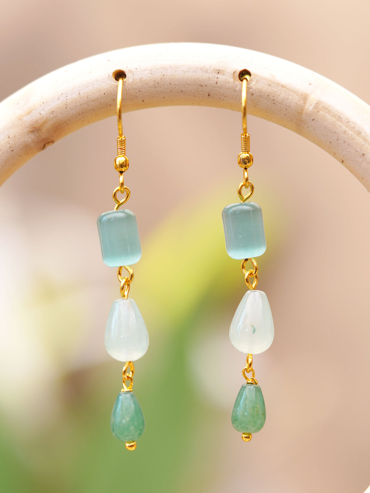 Sea Glass Green Triple Drop Earrings