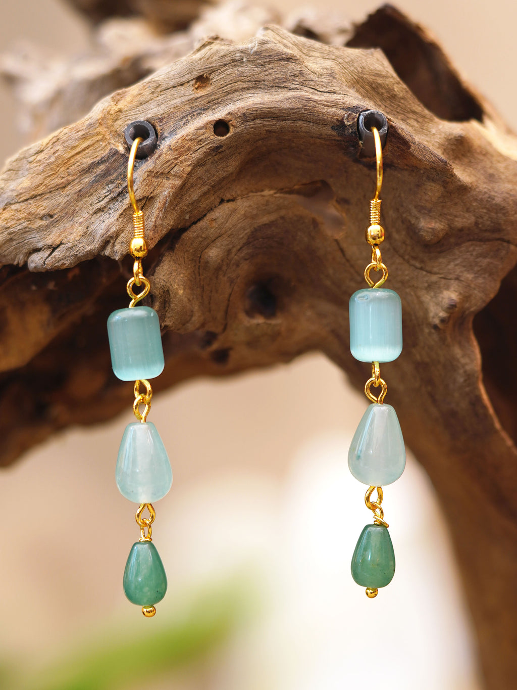 Sea Glass Green Triple Drop Earrings