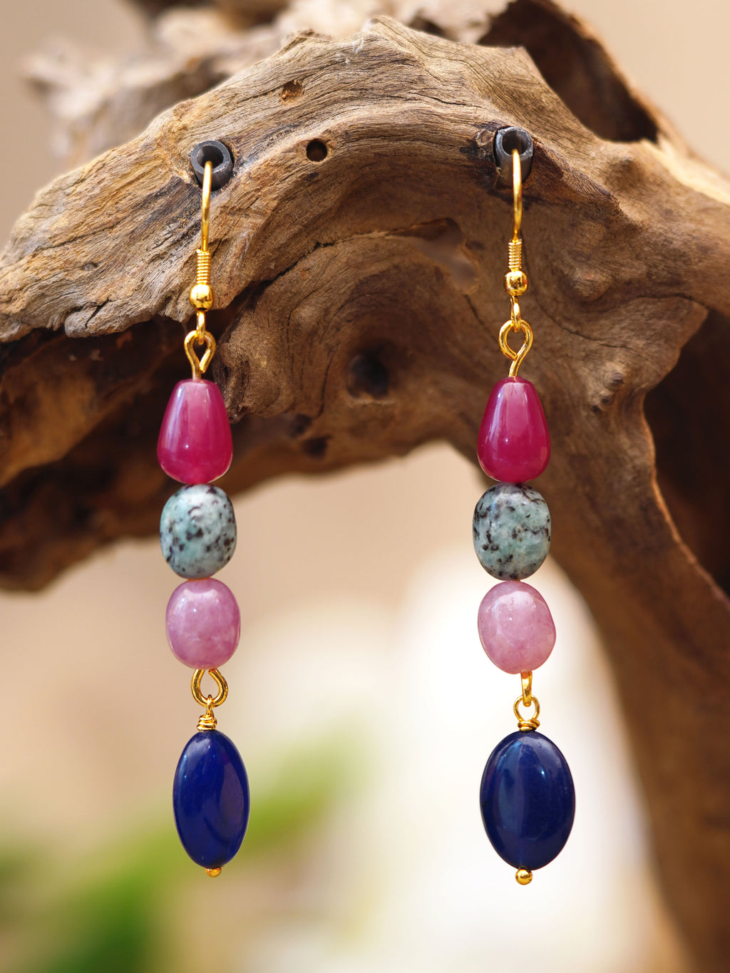 Fuchsia Indigo Colourblock Drop Earrings