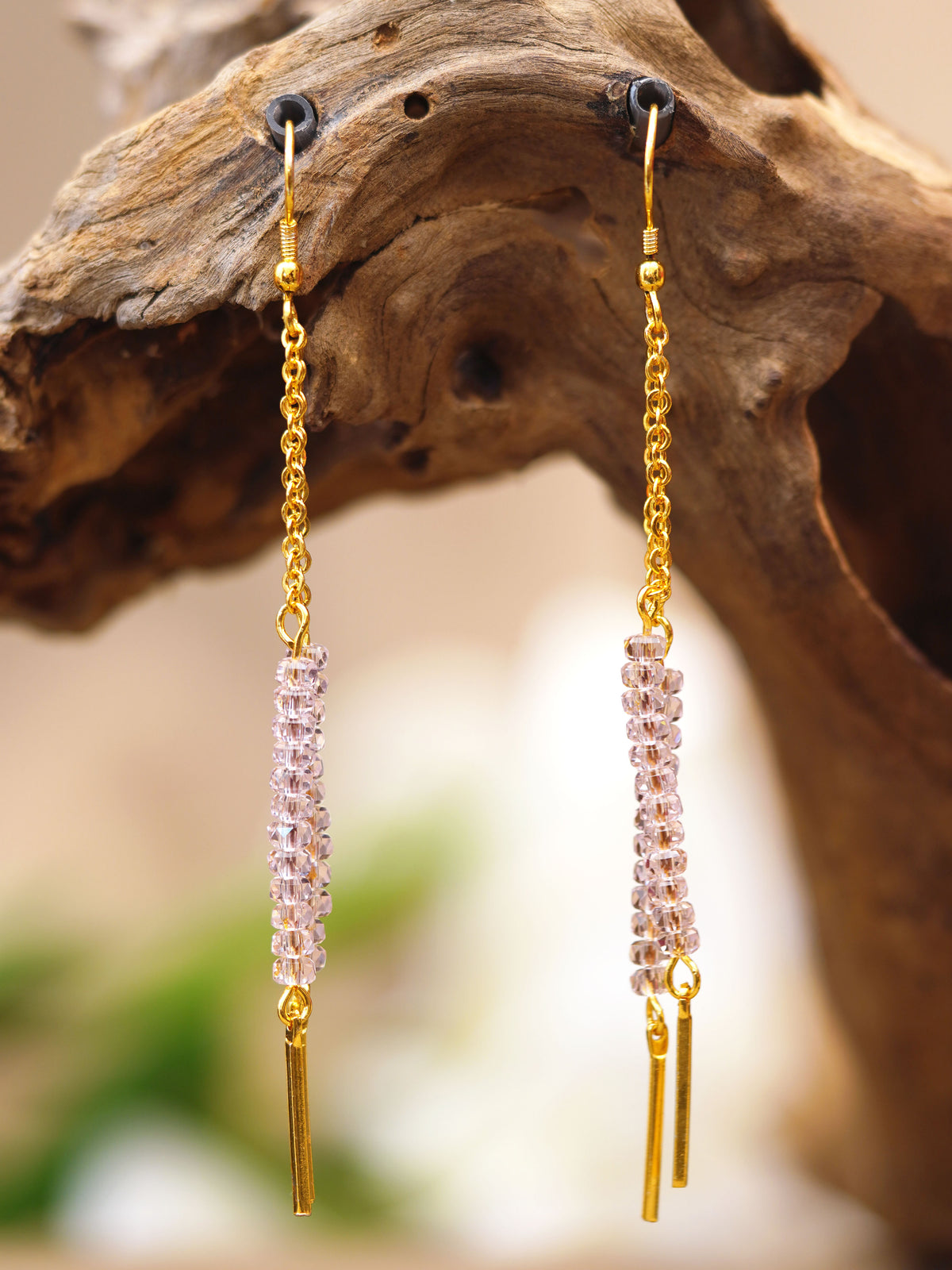 Blush Faceted Twin Strand Earrings